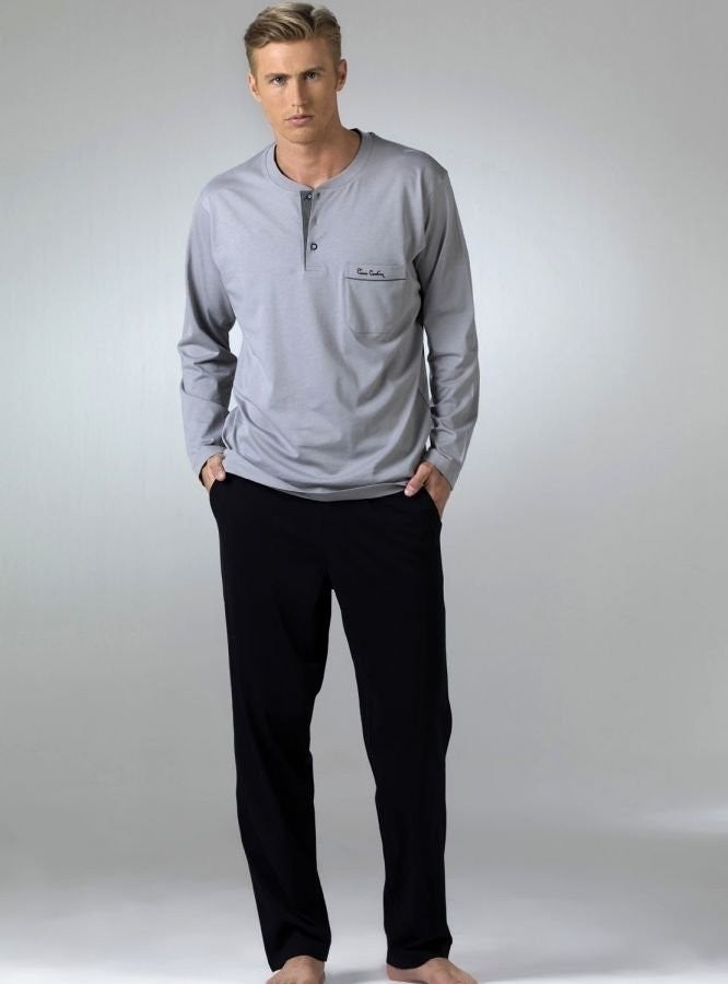 pierre cardin Men's Long Sleeve Combed Cotton Pajamas  - Image 2