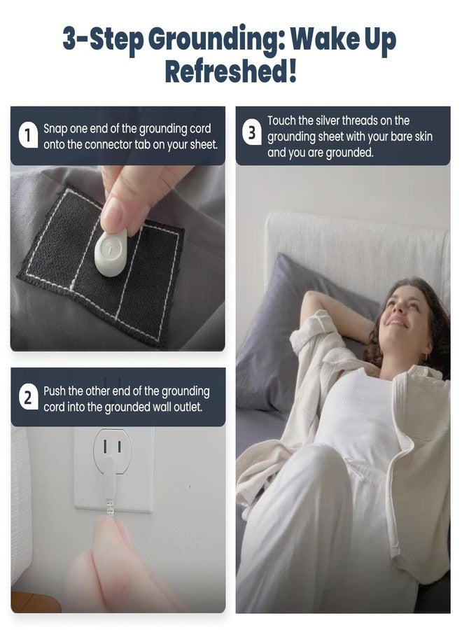 OKOHEY Grounding Fitted Sheets with 15ft Earthing Cord, King Size, 90% Organic Cotton + 10% Silver Fiber, Soft & Breathable Grounded Sheet for Better Sleep and Enhanced Wellness, Gray - Image 4