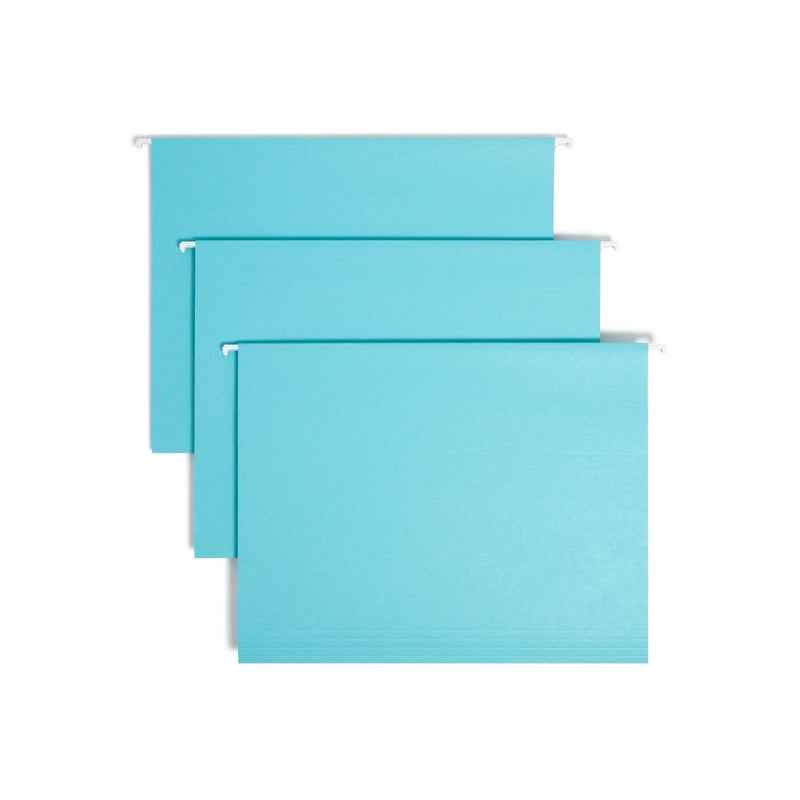 Smead Standard Hanging File Folders, 25 Count, Aqua Blue, 1/5-Cut Adjustable Tabs, Letter Size (64058) - Image 1