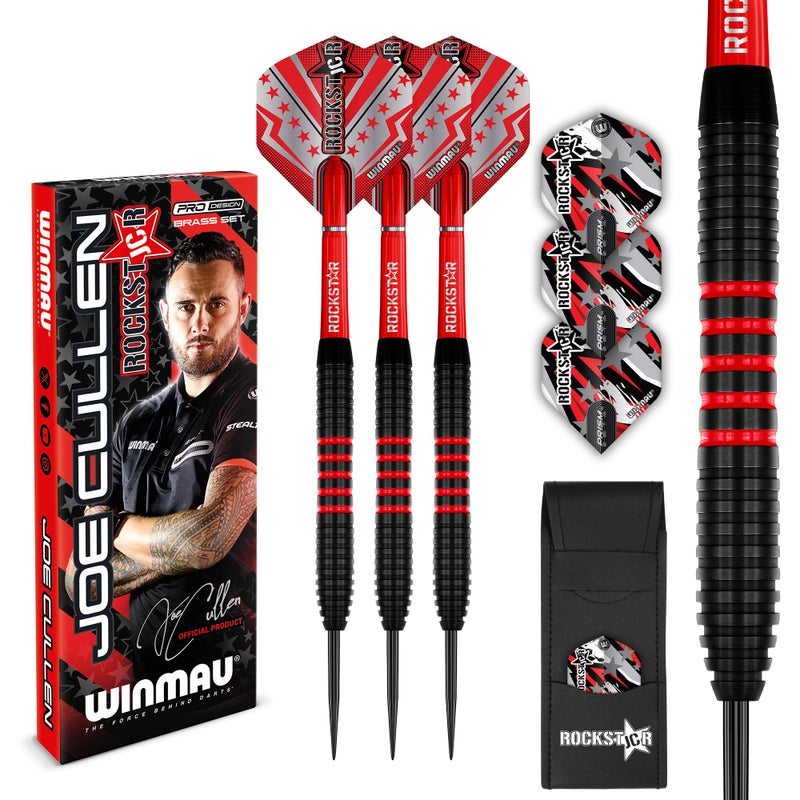Winmau Darts Joe Cullen Rockstar 20g Brass Darts Set with Dart Flights and Dart Shafts Stems Including Checkout Card - Image 2
