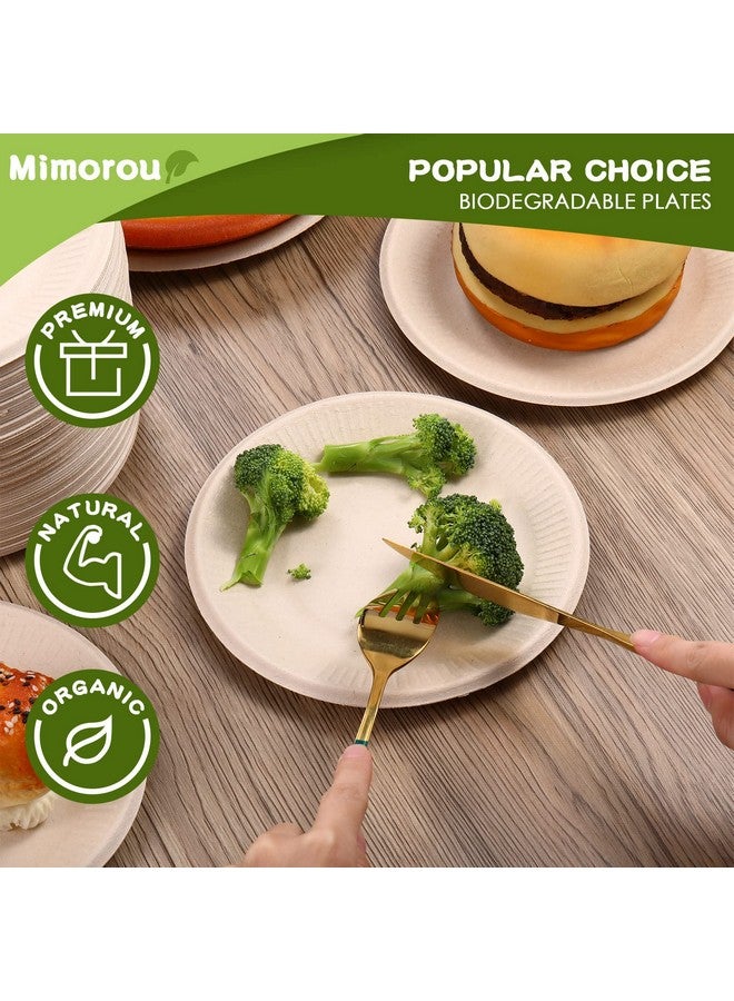 Mimorou 500 Counts Disposable Paper Plates Bulk Heavy Duty Sugarcane Brown Paper Plates Bulk Small Dessert Party Appetizer Cakes Restaurant Party Supplies (6 Inch) - Image 4