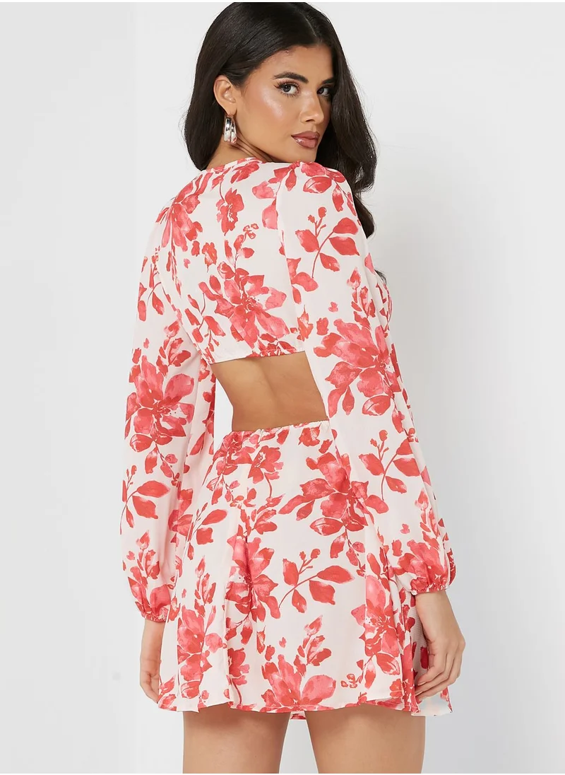 PARISIAN Floral Print Cut Out Detail Dress