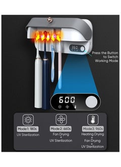 General UV Toothbrush Sanitiser Dryer Heated Fan Drying Function UVC-LED Toothbrush Cleaner Steriliser Holder Wall Mounted  - Image 4