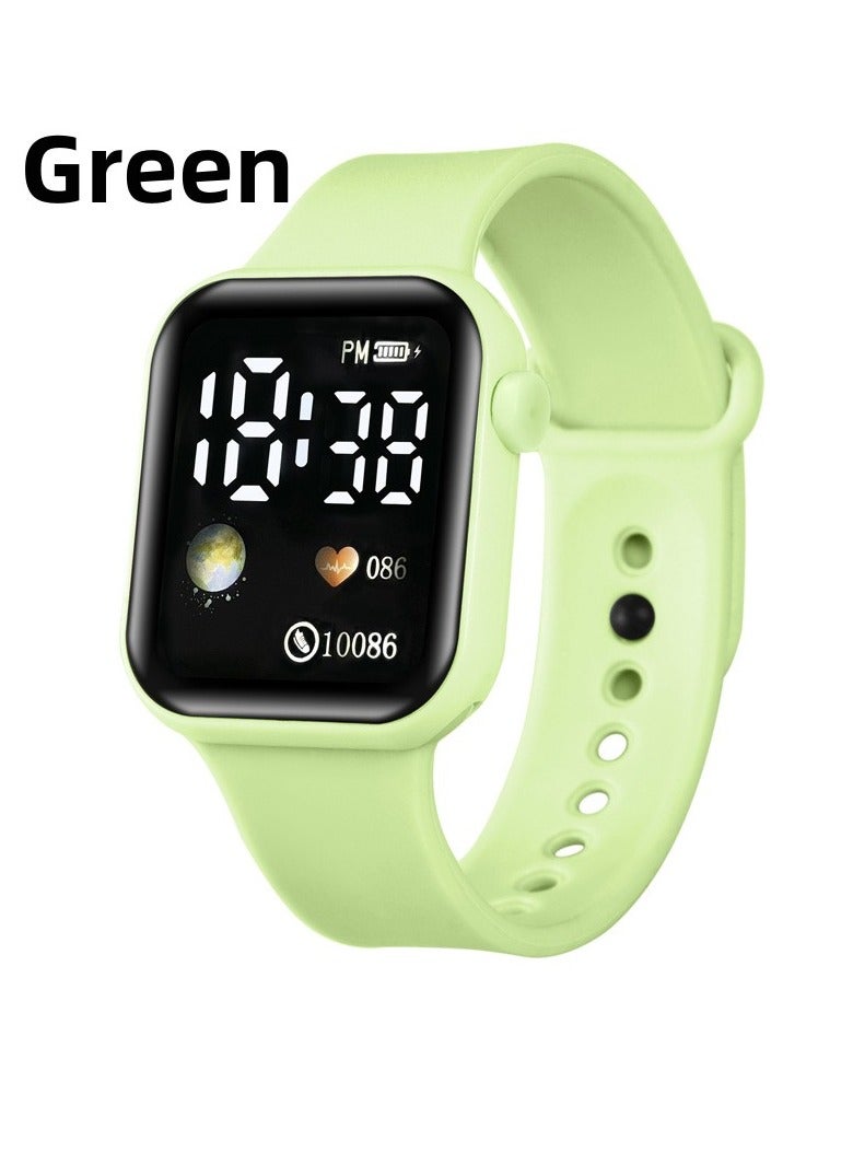 New smart electronic exercise watch student children's electronic watch LED fashion casual watch green - Image 2