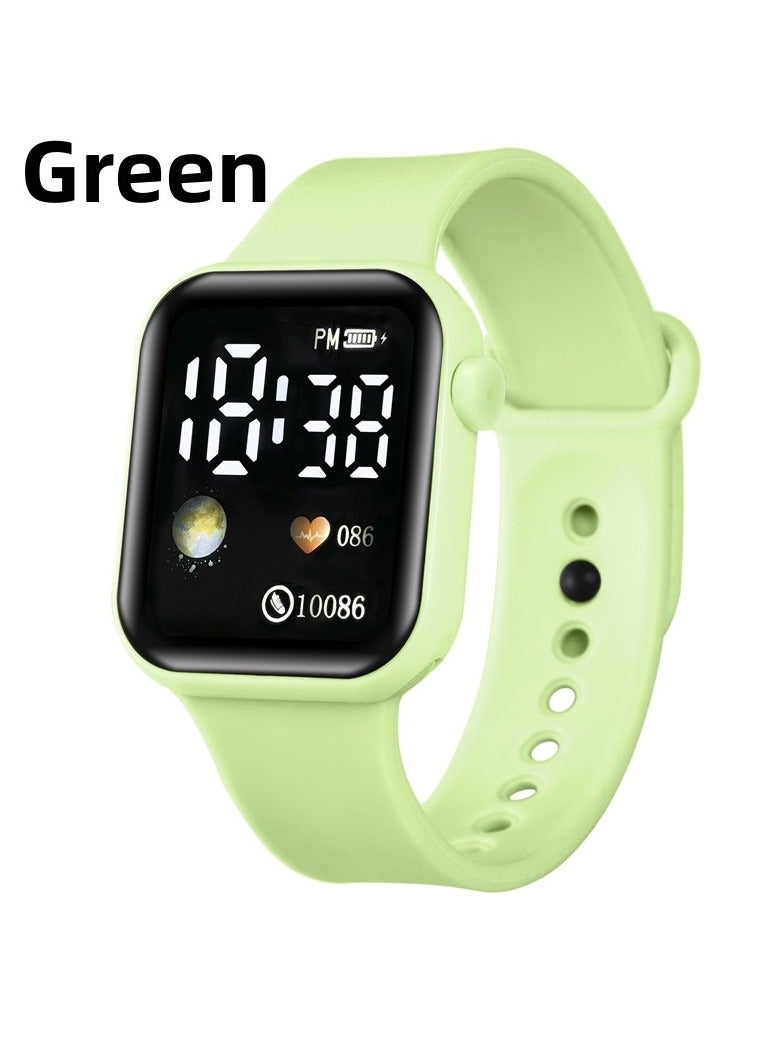 New smart electronic exercise watch student children's electronic watch LED fashion casual watch green - Image 1