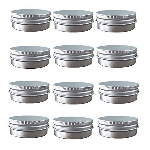 JOYWEE Screw Top Aluminum Tin Jars Cosmetic Sample Metal Containers, Round Pot for Candle, Lip Balm, Salve, Make Up, Eye Shadow, Powder (12 Pack, 1 OZ/30ml) - Image 1