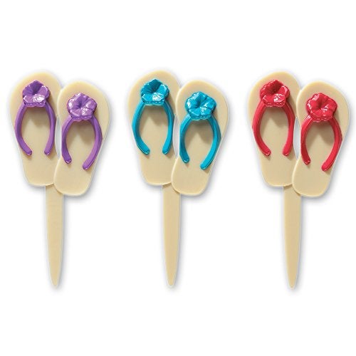 DecoPac Summer Flip Flops DecoPic Cupcake Picks 12 Count - Image 1