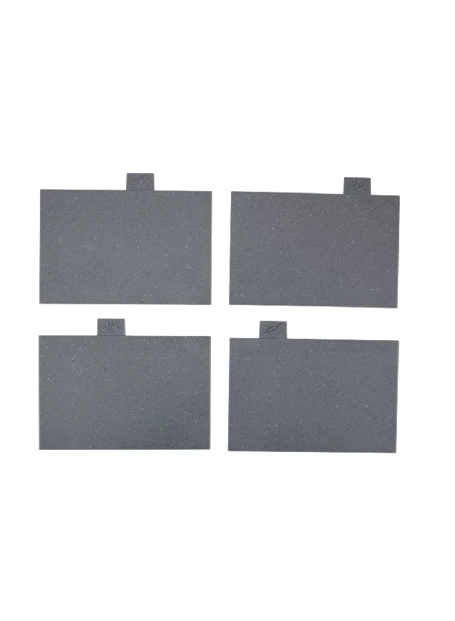 PARFAIT 4-Piece Rectangular Kitchen Cutting Board with Stand Grey and Silver 24 x 9 x 34 cm HS-1221NM