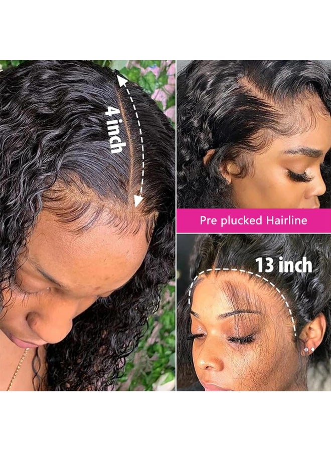 Odir 13x4 Lace Frontal Deep Wave Human Hair 180 Density Unprocessed 9A Deep Curly Virgin Hair 13x4 Ear to Ear Lace Closure Frontal with Baby Hair Natural Color 18 Inch - Image 4