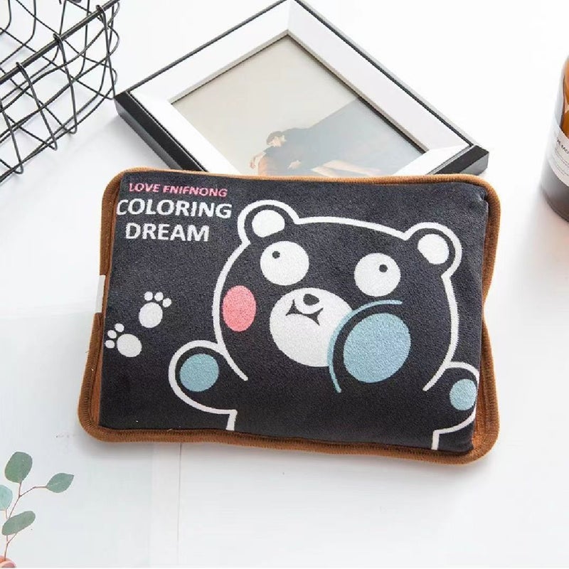 New empty thorn bear double hand charging hot water bag explosion-proof plush hand warmer baby belly warmer Little black bear