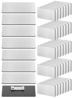 KASTWAVE 25 Pcs Blanks Name Tag Badge, 1 x 3" Brushed Silver Round Corners Pin DIY Blank ID Name Badge for Office Workers Students, Personalize Nameplate  - Image 1