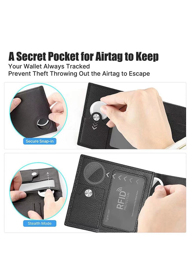 Zikra Men's RFID Blocking Bi-Fold Wallet with Money Clip, Slim Front Pocket Design, ID Window, Card Holder, and Airtag Compatibility - Black Wallet for Men and Women. - Image 3