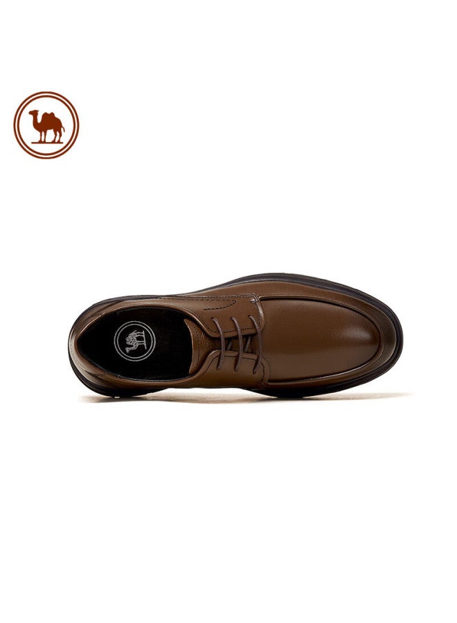 CAMELJEANS Luotuo Brand Men's Leather Shoes, Glossy Cowhide, Comfortable Soft Sole, Lace-up, Versatile Business Wedding Shoes, P13a005031, Brown, Size 41 - Image 3