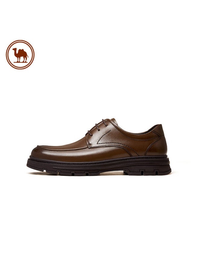 CAMELJEANS Luotuo Brand Men's Leather Shoes, Glossy Cowhide, Comfortable Soft Sole, Lace-up, Versatile Business Wedding Shoes, P13a005031, Brown, Size 41 - Image 4