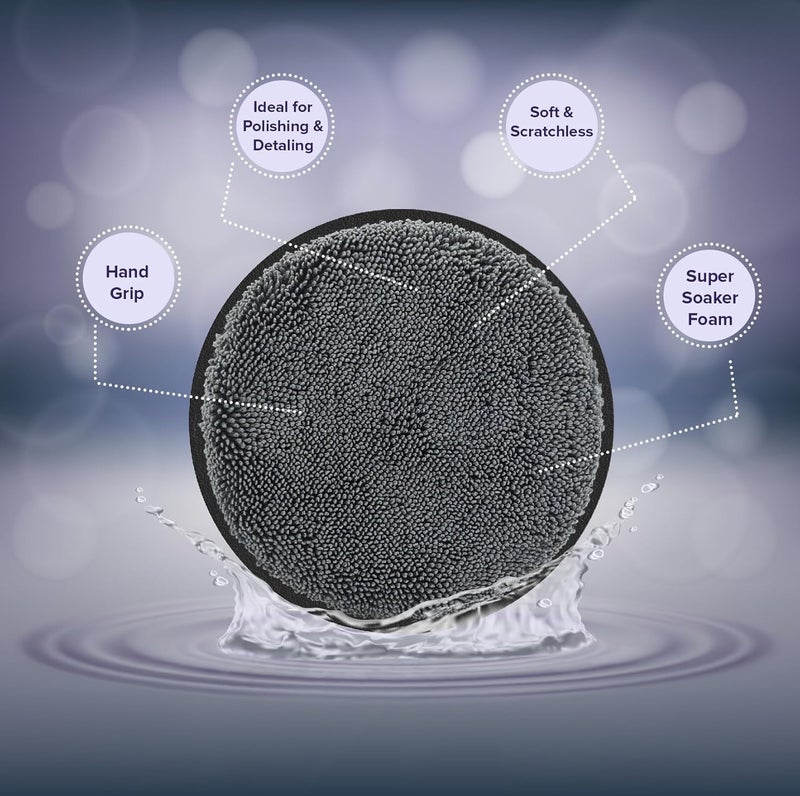 SOFTSPUN وسادة تلميع دائرية قابلة لإعادة الاستخدام من ميكروفايبر SOFTSPUN، مجموعة قطع، 600 GSM (رمادي) متعددة الاستخدامات. وسادات تطبيق فائقة النعومة مع حزام إصبع لتنظيف مثالي للسيارة، الدراجة، النافذة، وأكثر... - Image 5