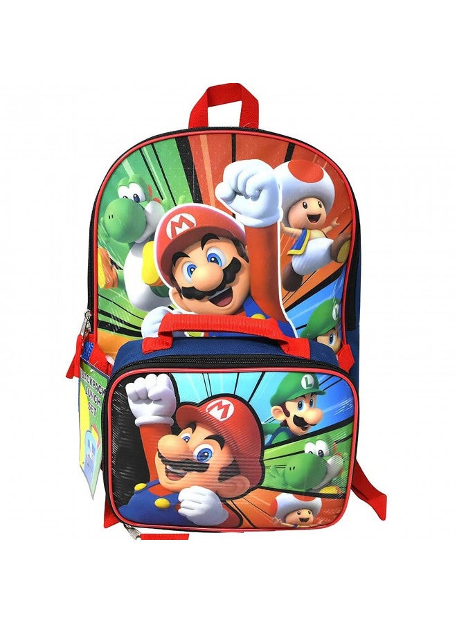 Bioworld Super Mario 16 Inches Large Backpack With Lunch Bag Set