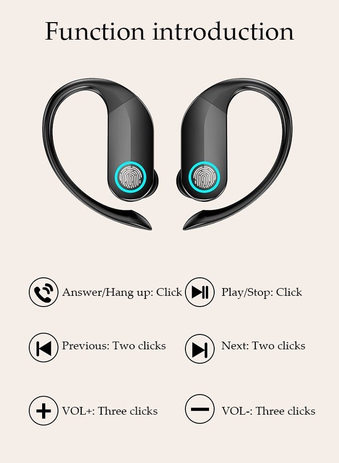 DUNISO Bluetooth Headphones Wireless Earbuds 13hrs Playtime Wireless Charging Case Digital Display Sports Ear buds with Earhook Premium Deep Bass IPX5 Waterproof Over-Ear Earphones for TV Phone Laptop - Image 2