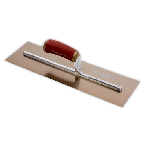 MARSHALLTOWN PermaShape Finishing Trowel, 14 x 5 Inch Broken-In Golden Stainless Steel Concrete Tool, Made in the USA, PB145GSD - Image 2
