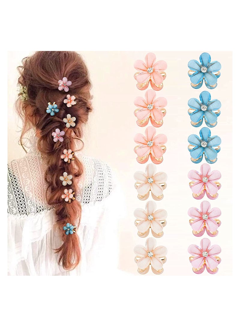 Flower Hair Clips for Women & Girls, Mini Non-slip Hair Claw Clips for Thin & Thick Hair, 12 Pack Hair Accessories for All Styles - Image 1