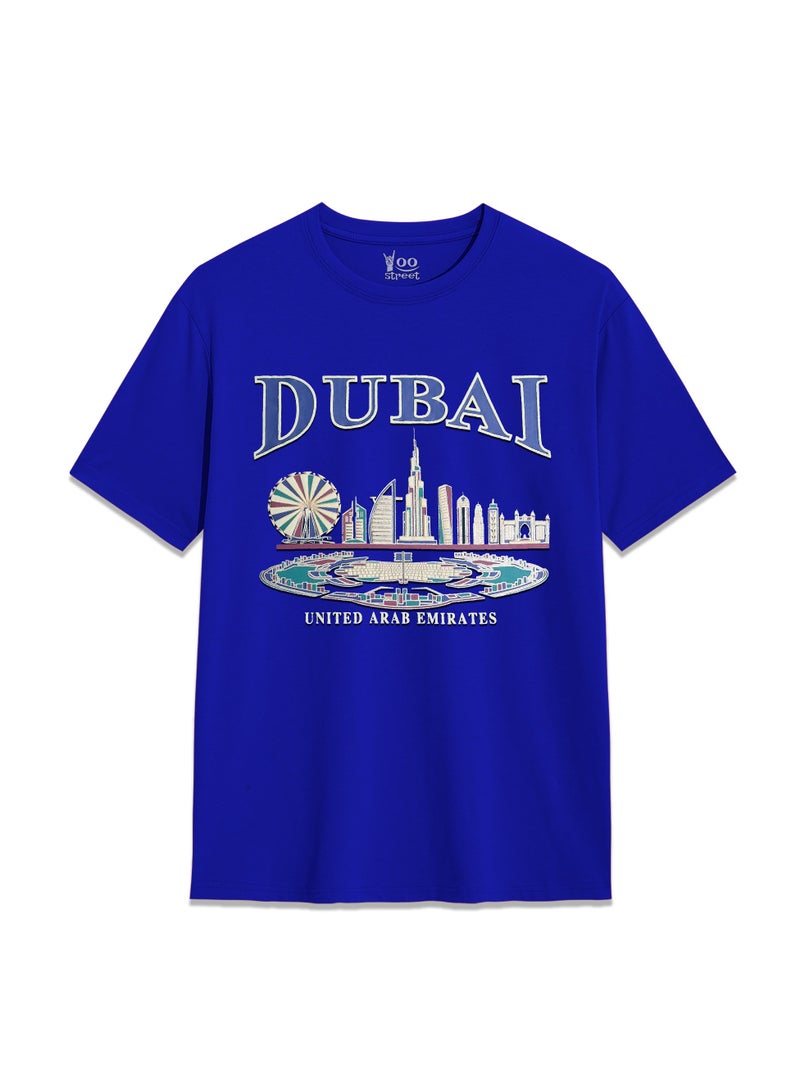 Yoo Street Yoo Street Dubai UAE Scenery T Shirt Featuring Ferris Wheel Skyline and Coastal Landscape for Stylish City Lovers  - Image 1