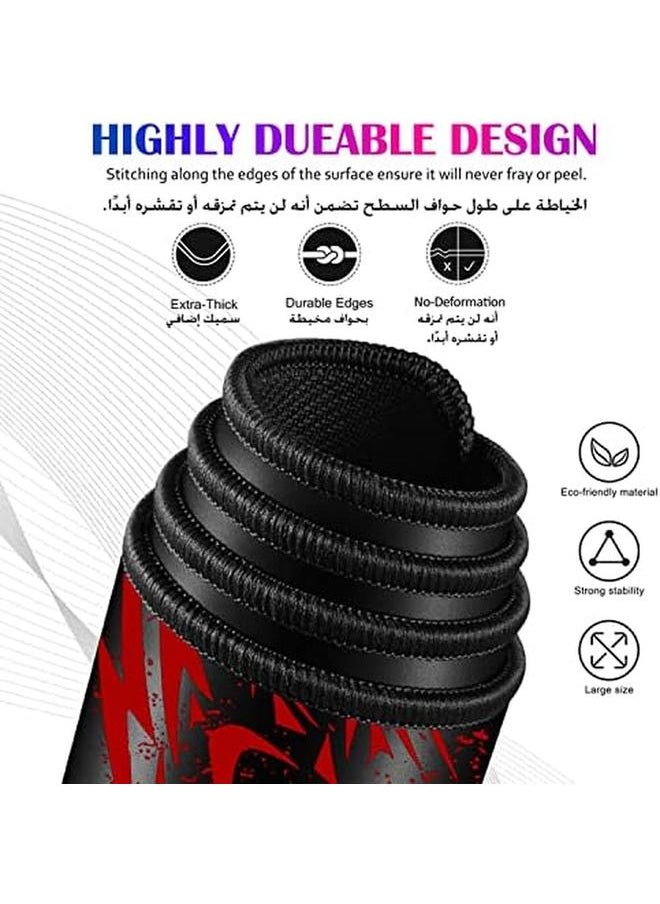 erorex - Large Gaming Mouse Pad 700X300 Stitched Edges Extended Mousepad Smooth Cloth Surface Non Slip Rubber Base Waterproof 3Mm Thickness Red Leopard - Image 1