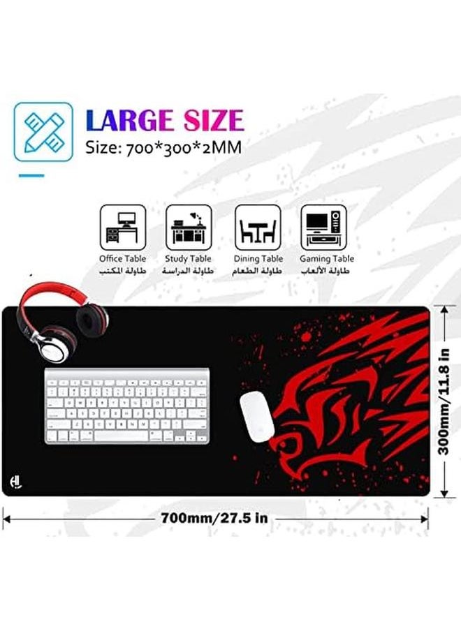 erorex - Large Gaming Mouse Pad 700X300 Stitched Edges Extended Mousepad Smooth Cloth Surface Non Slip Rubber Base Waterproof 3Mm Thickness Red Leopard - Image 1