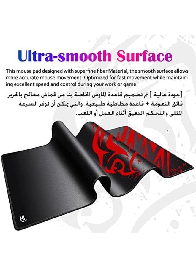 erorex - Large Gaming Mouse Pad 700X300 Stitched Edges Extended Mousepad Smooth Cloth Surface Non Slip Rubber Base Waterproof 3Mm Thickness Red Leopard - Image 1