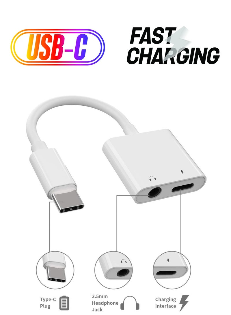 ELTRAZONE Fast Charging USB C to 3.5mm Headphone Adapter Aux Audio Type Charger Dongle Converter Jack for iPad Air4 Pro 2020 2019 2018 Samsung Galaxy S20 Ultra Z Flip Note S10 S9 Plus Compatible with Earphone - Image 1