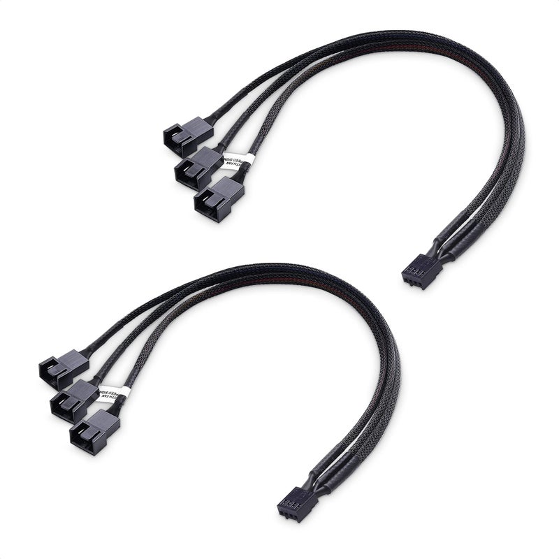 Cable Matters 2 Pack 4 Pin PWM Splitter Cable 30cm, 3 Computer Fan Splitter Cable, PC Fan Splitter Cable, 3 Fan Splitter Cable - Image 1