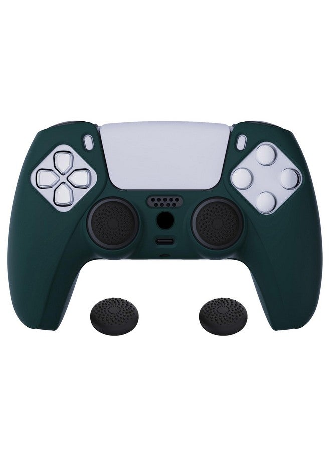 playvital Racing Green Pure Series Anti Slip Silicone Cover Skin For Ps5 Controller, Soft Rubber Case For Ps5 Wireless Controller With Black Thumb Grip Caps - Image 1