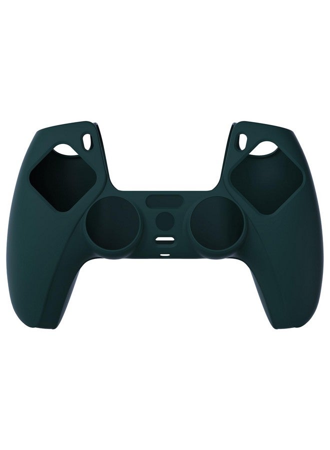 playvital Racing Green Pure Series Anti Slip Silicone Cover Skin For Ps5 Controller, Soft Rubber Case For Ps5 Wireless Controller With Black Thumb Grip Caps - Image 2