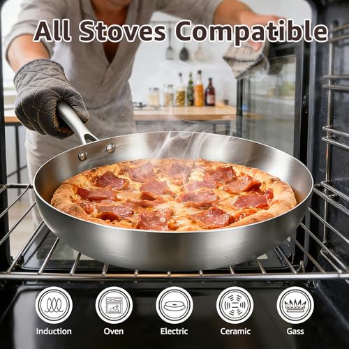 Inqibee 8 Inch Stainless Steel Frying Pan with Lid, Tri-Ply Clad Small Skillet, Induction Ready & Compatible with All Cooktops, Oven and Dishwasher Safe, Non-Toxic PFOA-Free Cookware - Image 3
