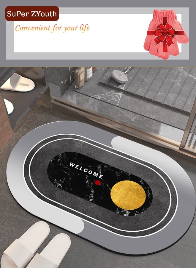 Super ZYouth Shower Mat Rug (50x80cm) with Free Shower Gloves, Non-Slip Bathroom Floor Mat, Quick-Drying and Easy-to-Clean Door Rug Mat, Super Absorbent Carpet, Bathroom/Toilet/Kitchen/Entrance - Image 1