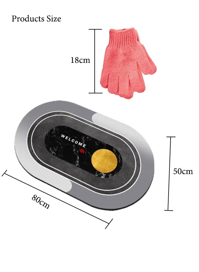 Super ZYouth Shower Mat Rug (50x80cm) with Free Shower Gloves, Non-Slip Bathroom Floor Mat, Quick-Drying and Easy-to-Clean Door Rug Mat, Super Absorbent Carpet, Bathroom/Toilet/Kitchen/Entrance - Image 2