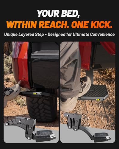 WOLFBOX Retractable Bed Step for 2023-2026 Ford F250/F350 Super Duty, 330 LBS Heavy-Duty Truck Bed Step, Non-Slip Aluminum Tailgate Step Replace Easy Bolt-On(Excludes Dual Exhaust Models) - Image 3