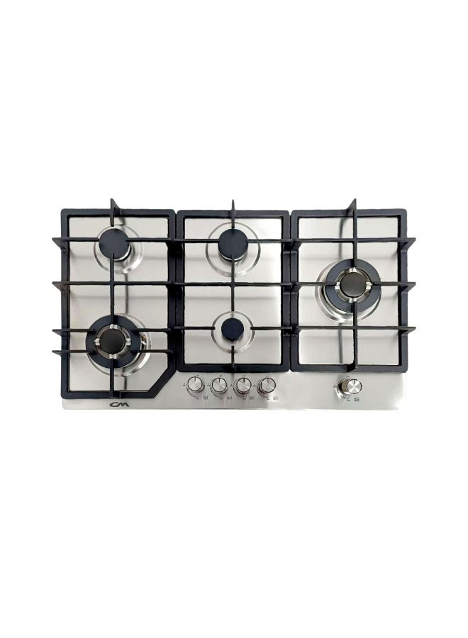 CM MAGIC Inox 90cm Built-In Gas Hob – 5 Burner Stainless Steel LPG Cooktop with Flame Failure Safety Device - Image 1