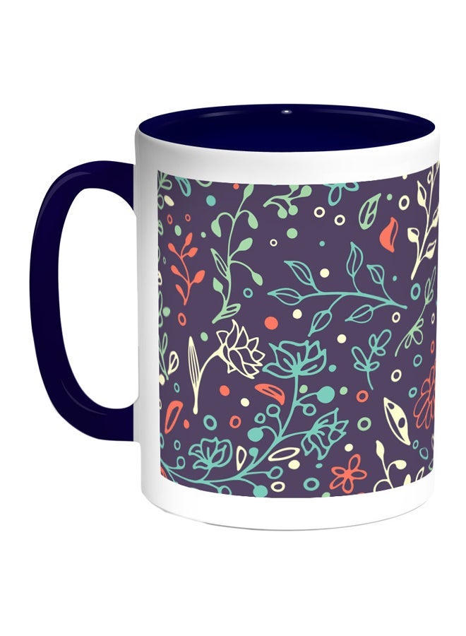 RYN Tree Paper Printed Coffee Mug Blue/White/Purple 11ounce