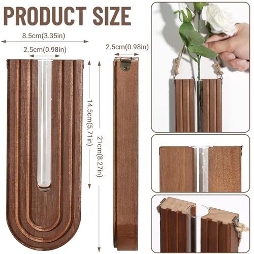 Dnnnii Indoor Wood Wall Planter Set of 3 for Plants - Boho Handmade Hanging Propagation Station with Curved Rainbow Design, Wall Mounted Vase for Flowers, Natural Home Decor Living Room Entryway - Image 3