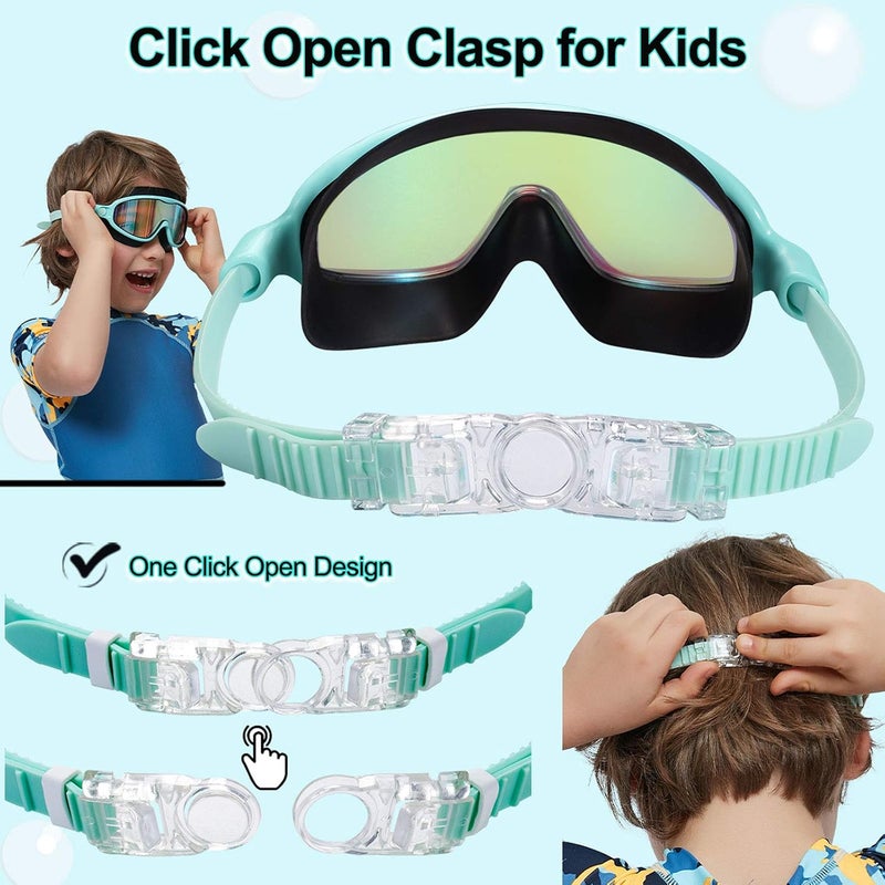 Seago Kids Goggles for Swimming 2 Pack No Leaking Anti-Fog Outer Eye Fit with Wide View UV Protection Crystal Clear Watertight Swim Goggles with nose cover Suitable for Children Youth Boys Girls Age 3 to 15 - Image 4