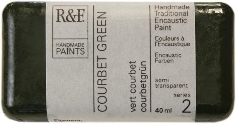 R&F Handmade Paints Encaustic Paint Cake, 40ml, Courbet Green - Image 1