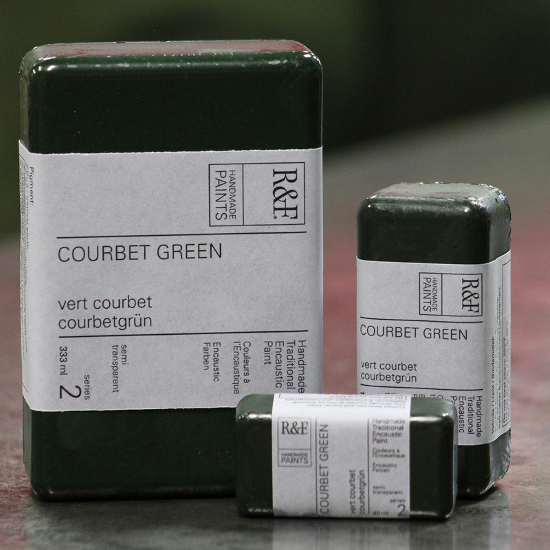 R&F Handmade Paints Encaustic Paint Cake, 40ml, Courbet Green - Image 3