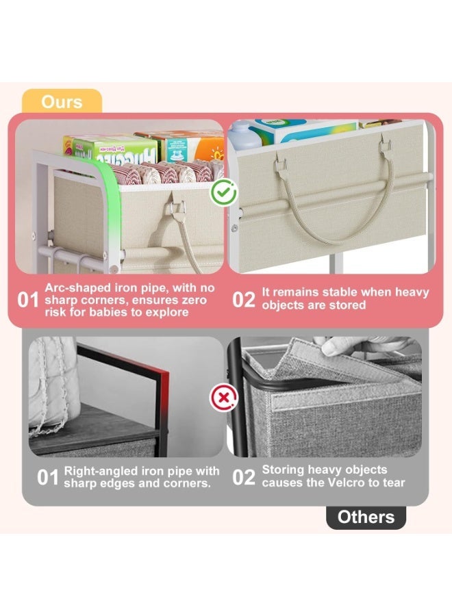 والالا 2In1 Baby Diaper Caddy Organizer and Storage, 3 Tier Rolling Cart with Drawer, Detachable Dividers, Mobile Utility Cart Baby Dresser Clothes Organizer for Crib, Bedroom - Image 5