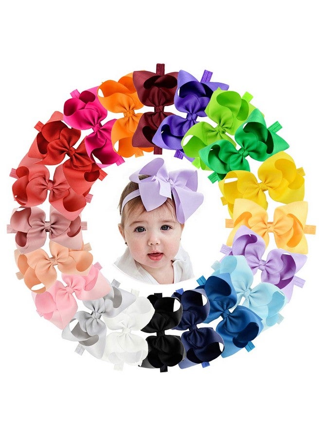 چولي بوز 20 قطعة من ربطات الشعر المصنوعة من شرائط الحرير الخشن للأطفال البنات، 6 بوصات، ربطات شعر مرنة للأطفال حديثي الولادة (ربطات شعر مرنة متعددة الألوان 6 بوصات) - Image 1