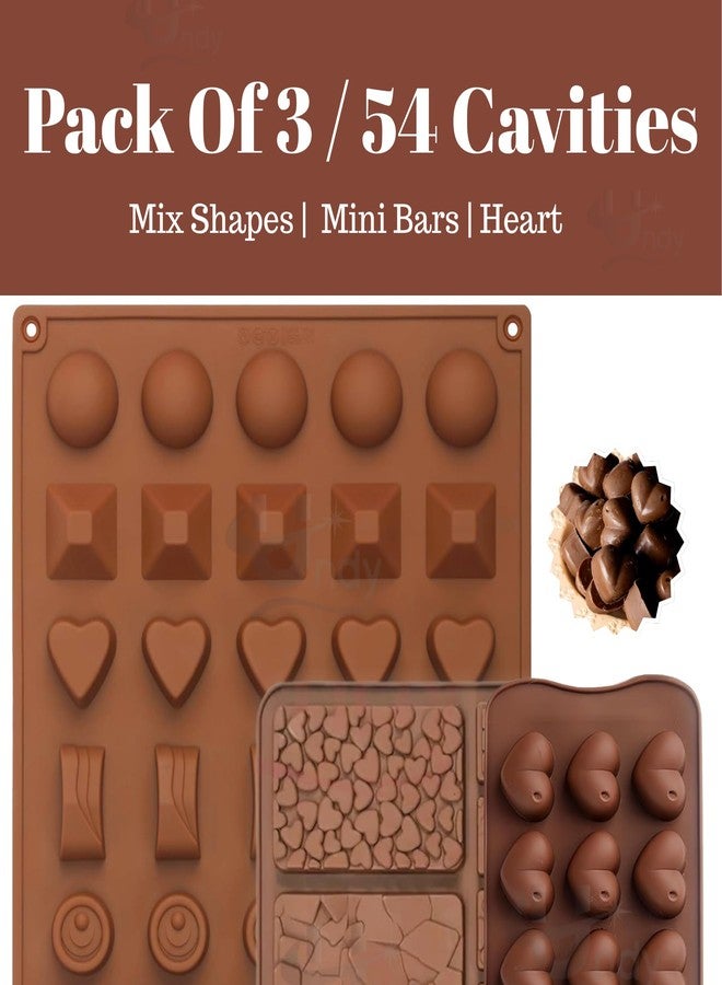 Undy Chocolate Mould Silicone Break Apart Round Heart Square Rectangle Pyramid Sphere Shape Chocolate Mould for Chocolate Making Multipurpose Jelly Ice Cubes Cake Decoration Tools, 3 PCS, Brown - Image 2