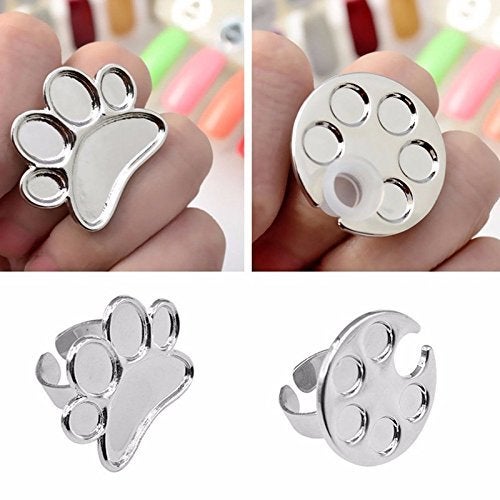 AKOAK 2 Pcs/Lot Mini Manicure Palette Wearable Metal Nail Art Polish Holder Paint Palette Finger Rings Nail Art Tools - Image 1
