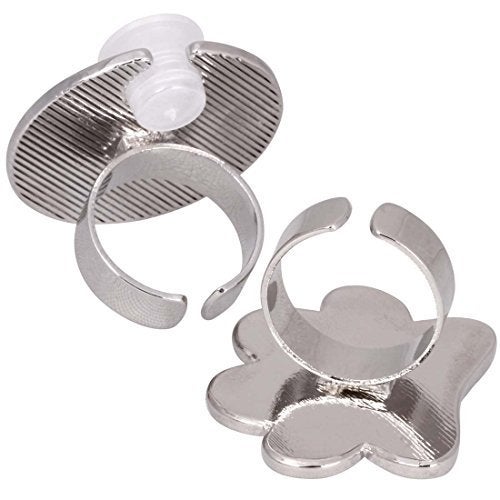 AKOAK 2 Pcs/Lot Mini Manicure Palette Wearable Metal Nail Art Polish Holder Paint Palette Finger Rings Nail Art Tools - Image 3