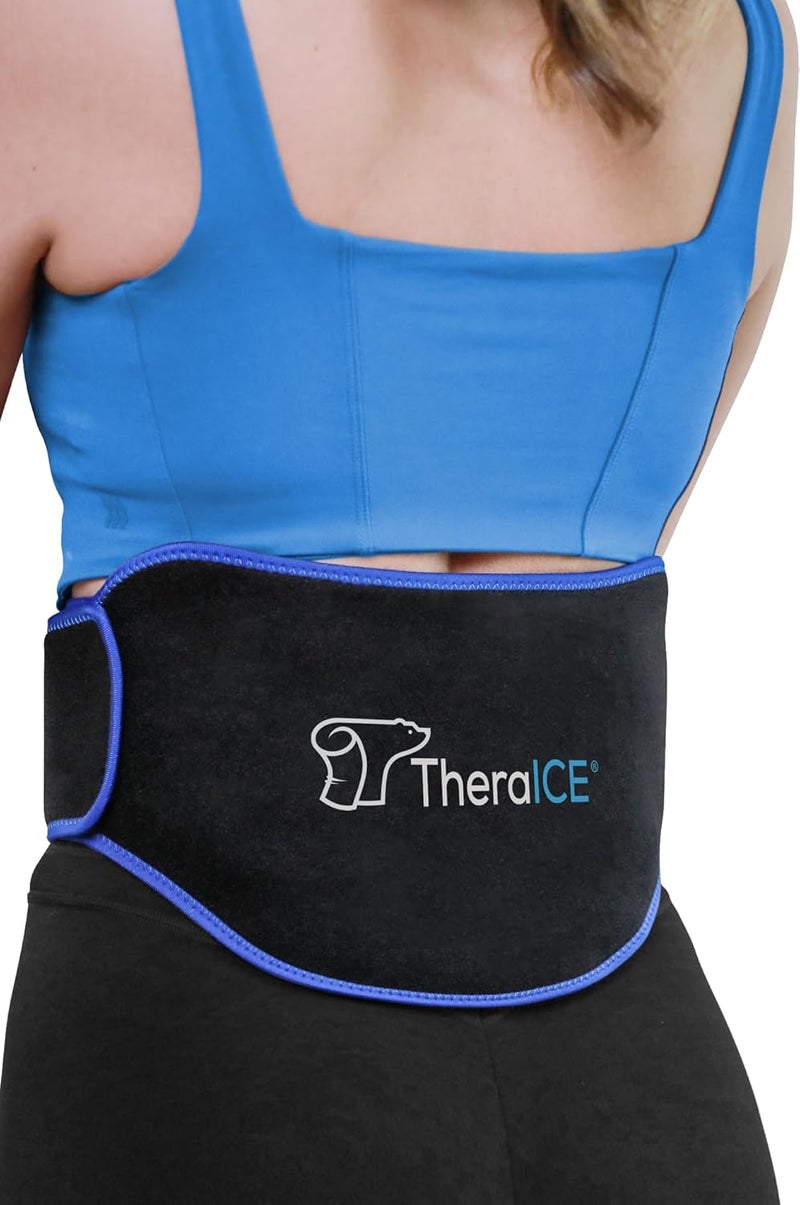 TheraICE Lower Back Ice Pack Brace, 2 Pack Wrap Heating Pad Inserts, Hot or Cold Therapy for Lumbar, Sciatic Nerve, Herniated Disc