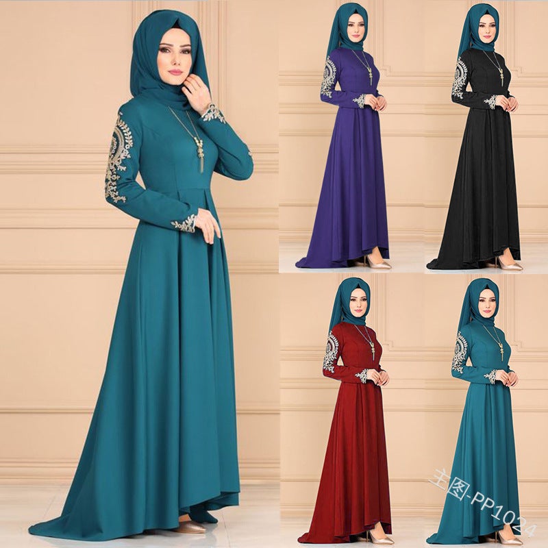 Yiduoduo Style Dress With Embroidery, Elegant Gown With Irregular Hem Pp1024 Muslim Style - Image 2