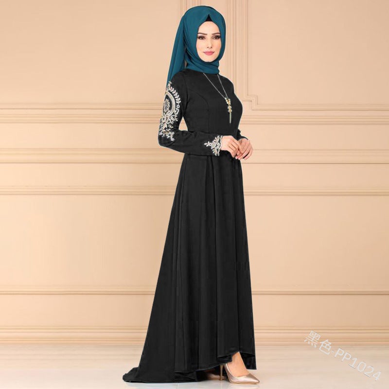 Yiduoduo Style Dress With Embroidery, Elegant Gown With Irregular Hem Pp1024 Muslim Style - Image 1