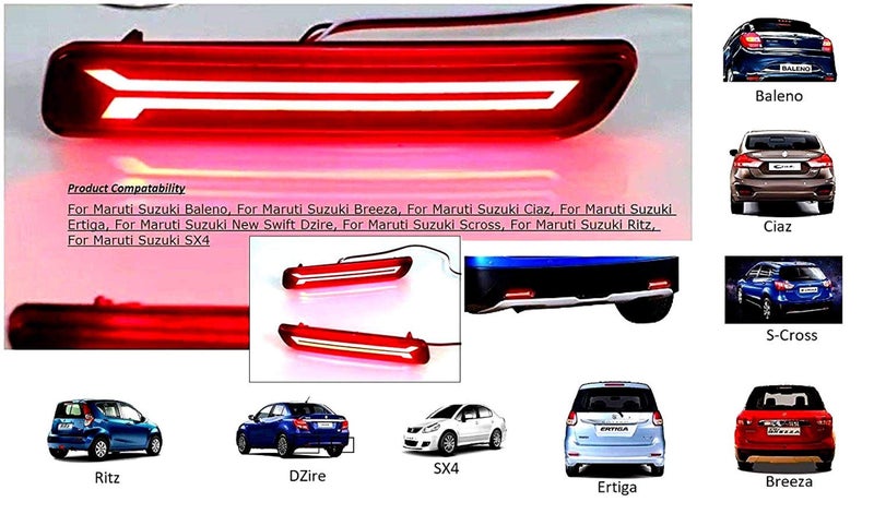 DETACHI Pro-11P Led Brake Light Car Reflector for Bumper(Rear/Back) DRL For Maruti Suzuki Ertiga- Set of 2 Pcs With Maruti Suzuki Baleno Brezza Ciaz Ertiga New Swift Dzire Scross Ritz (Random Design) - Image 5